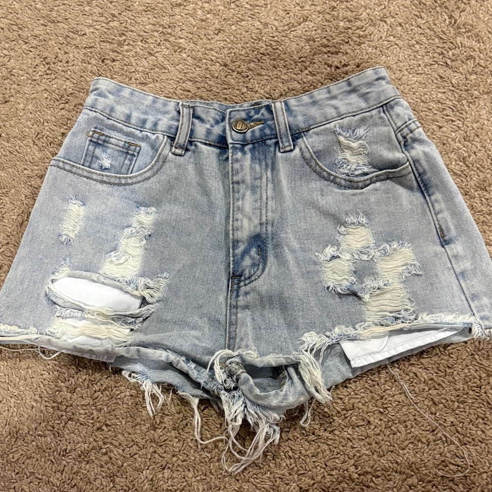 Distressed Light Wash Denim Women’s Shorts